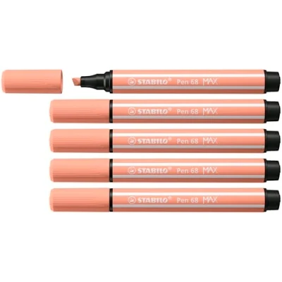 Image de Feutre dessin STABILO Pen 68 MAX ARTY Lot x 5 Feutres Coloriage Pointe Large rose abricot