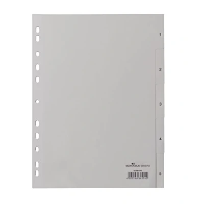 Image de Durable 650510 1 Jeu de 5 Intercalaires avec Onglets imprimés A4 Gris