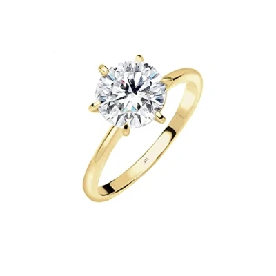 Image de Elli PREMIUM Bague solitaire de fiançailles Femme 9_k_(375) Or jaune Oxyde Zirconium Taille 54 0606930115_54