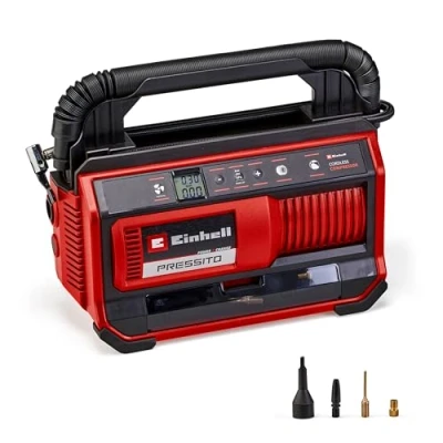 Image de Einhell Compresseur sans fil PRESSITO 18/25 Solo Power X Change (18 V, 11 bar max., kit de 3 adaptateurs inclus) Livré Batterie ni Chargeur