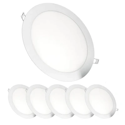 Image de JANDEI Pack x 6 Downlights LED Encastrables, 18W, 1440 Lumen, Forme Ronde, Trou Encastré Ø 200 205 mm, Profondeur Extra Plat 13 Transformateurs Inclus (Blanc Froid 6000K)