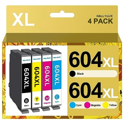 Image de HALLOLUX 604 604XL Cartouches d&#039;encre Compatible pour Epson XL Expression Home XP 2200 2205 3200 4200 3205 4205 Workforce WF 2910 2930 2950 (4 Pack)