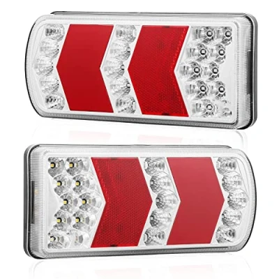 Image de DARKGUARD Feux Arrière Remorques Led 12 24v, Marque E4,7Fonctions,2pcs Imperméable Feu Remorque avec Éclairage de Plaque Recul Antibrouillard Etanchepour Camion