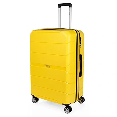 Image de JASLEN Valise Grande Taille Rigide 4 roulettes Résistante XXL Légère Soute Avion de Voyage en Matériau PP. Combinaison TSA, Jaune