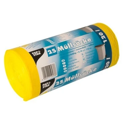 Image de 25 Sacs poubelle pEHD 120 l 110 x 70 cm jaune