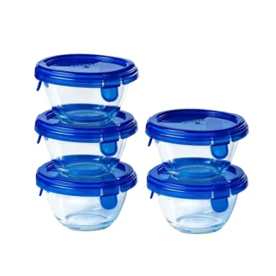 Image de Pyrex Cook &amp; Go Lot de 5 LunchBox Rondes 0,2L Verre Borosilicate Compatible four, micro ondes, lave vaisselle Made in France