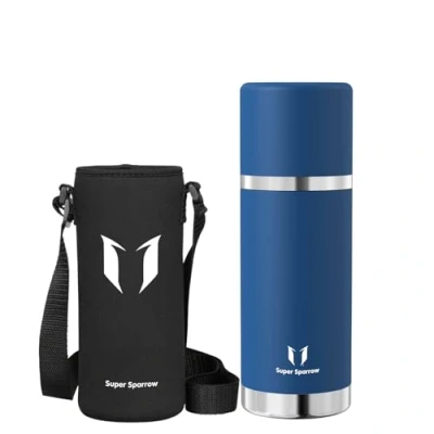 Image de Super Sparrow Gourde Isotherme 750ml Bouteille INOX sans BPA Couvercle étanche Qui Sert de Tasse Maintient la Température 12/24h (Chaud/Froid)