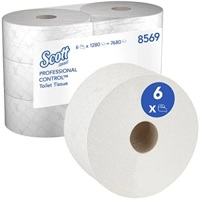 Image de Scott Control papier toilette 8569, à dévidage central, 2 épaisseurs, grande capacité, 6 rouleaux x 1 280 feuilles de (7 680 feuilles), Blanc