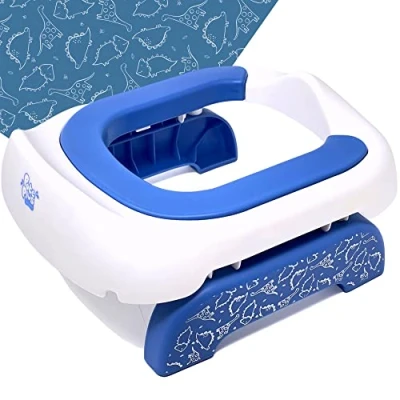 Image de Pot de voyage Pote Plus, fait partie la gamme primée siège toilette portable rembourré en polyuréthane souple pour tout petits Comprend 5 doublures jetables (dinosaure)