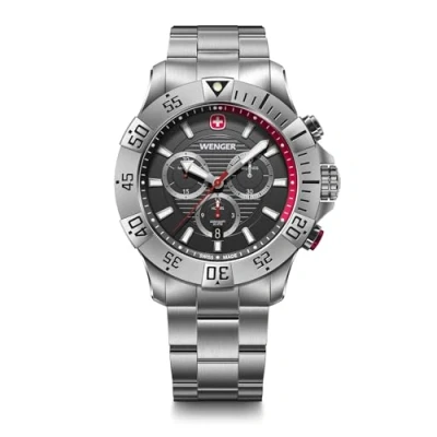Image de WENGER Seaforce Homme Montre Chrono Analog Quarz Chronograph, 43 mm, Swiss Made, Étanche jusqu&#039;à 200 m, Bracelet en Acier Inoxydable, 01.0643.123
