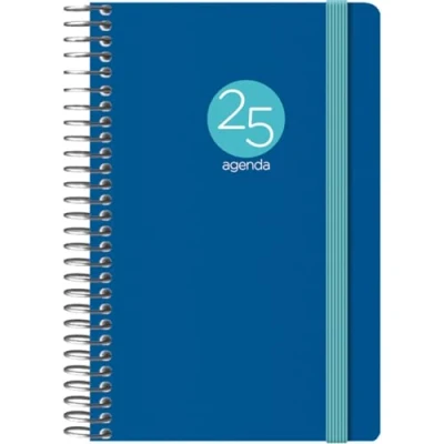 Image de Dohe MEMPHIS Agenda semainier 2025, format de poche (8,5 x 13 cm), 12 mois janvier à décembre, couverture souple en plastique, planificateur espagnol, fournitures bureau bleu