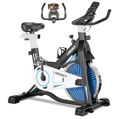 Image de LABGREY Vélo d&#039;Appartement, de Fitness d&#039;Exercice d&#039;Intérieur Silencieux avec Écran LCD, Guidon et Siège Réglables, Résistance Ajustable pour l&#039;Entraînement Cardio à la Maison (Argent)