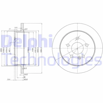 Image de DELPHI BG3398 Disque de frein 285 15 5 plein huilé non traité sans roulement roue, bague ABS MERCEDES BENZ: Classe ML