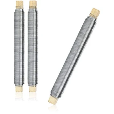 Image de com four® Lot de 3 Fils d&#039;emballage Fleurs, Fil Reliure galvanisé enroulé sur Un bâton en Bois floratape Vert (Galvanisé 03 pièces)
