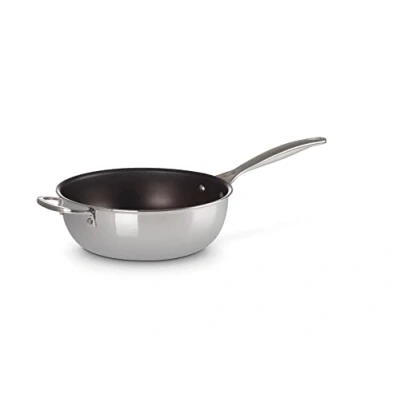 Image de Le Creuset Poêle de Chef Anti Adhérente en Acier Inoxydable avec Couvercle, 24 cm, 96601424001700