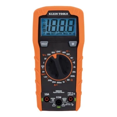 Image de Klein Tools Multimètre MM325, testeur de tension numérique manuel 600 V AC/DC, teste les batteries, le courant, la résistance, diodes et continuité, noir