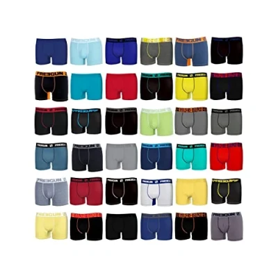 Image de Pack Surprise Calecon Boxer Homme Coton, Modèle Aléatoire, Ultra Doux, Anti Irritation et Confortable (Lot de 5), Noir, Gris, Bleu, Jaune, Taille L