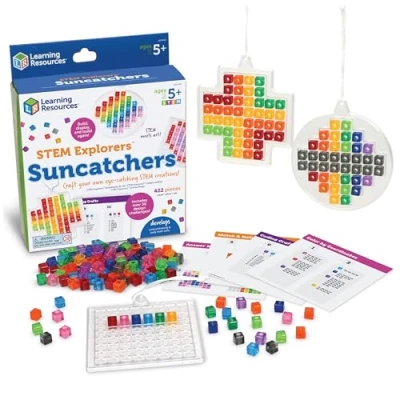 Image de Learning Resources Explorers Cristaux solaires pour fenêtre, Cadeau Enfants, 30 défis STEM, kit de Loisir créatif réutilisable, 422 pièces, dès 5 Ans, LER9465, Multi, Taille Unique