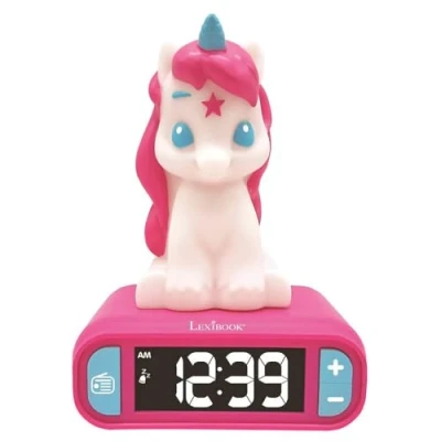 Image de Lexibook, Réveil Veilleuse Licorne, Figurine lumineuse, Choix de 6 alarmes, effets sonores, Écran rétro éclairé, Horloge, Snooze, Rose, RL800UNI