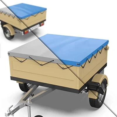 Image de Tarpofix® Bâche Protection Plate 140 x 105 7,5 cm avec Corde de remorque renforcée en PVC Bache pour Divers modèles remorques Voitures 350kg &amp; 500kg FP DDR