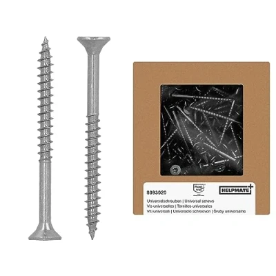 Image de HELPMATE Vis universelles tête fraisée 5x60 acier inoxydable A2 100 à bois avec entraînement en T et filetage partiel pour panneaux de particules l&#039;intérieur l&#039;extérieur