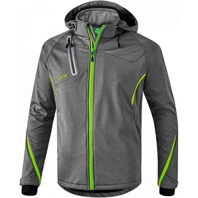 Image de Erima Basic Fonction Veste Softshell Homme, Gris Mélange/Green Gecko, 3XL