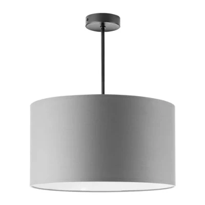 Image de Miratic Suspension Luminaire avec Source Lumineuse Remplaçable Plafonnier pour Ampoule à Culot E27 max. 60W (Ampoule Non Incluse) Abat Jour en Tissu Version Courte (gris)