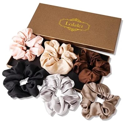Image de Lolalet 6 Chouchous Cheveux en Satin, Chouchou Scrunchie avec Couleur Différente, Ties Cordes Élastiques pour Filles Femmes de Tous Âges