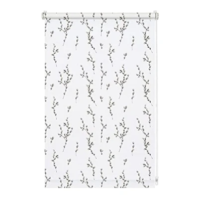 Image de GARDINIA Store Enrouleur Digiprint Chatons de Saule à Fixer, pour Lumière du Jour avec Impression, Opaque, Pièces Montage Incluses, Blanc/Décoré, 60 x 150 cm (l H)