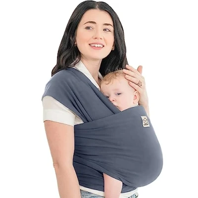 Image de Écharpes de portage élastiques tout en un Porte bébé nourrisson Écharpe mains libres Cadeau naissance Taille unique (Raven)
