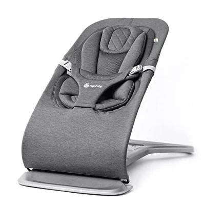 Image de Ergobaby Transat Evolve 3 en 1, ergonomique pour nouveau nés de la naissance à petite enfance, balancelle avec insert né (2,5 kg 13,2 kg), Charcoal Grey