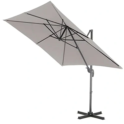 Image de ACAZA Parasol inclinable et déporté, réglable solide, Toile de 250x250 cm, carrée, Gris clair