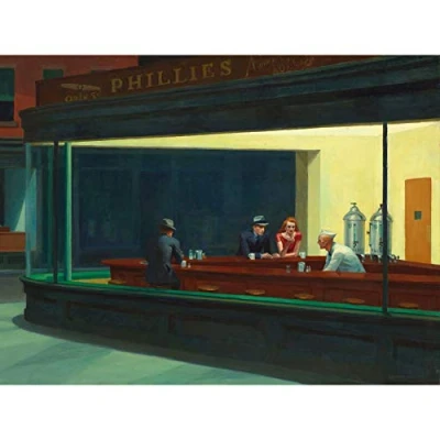 Image de Fine Art Prints Edward Hopper Nighthawks Iconic Painting Grande Affiche Murale Imprimée Papier Épais 18X24 LFPDG3640