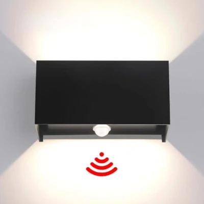 Image de 25W LED Applique murale Exterieur Interieur Lumière Avec Détecteur de Mouvement Crépuscule Lampe extérieures IP65 Étanche Moderne Noir 4000K aluminium Réglage l&#039;angle d&#039;éclairage