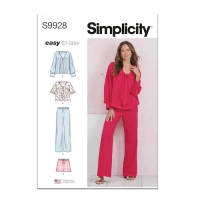 Image de SIMPLICITY SS9928A Patron de couture pour hauts, pantalons et shorts femme Taille A (XS S M L XL XXL)