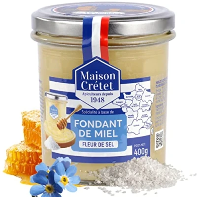 Image de Maison Crétet Fondant de Miel à la fleur sel France crémeux Blanc pot verre préparation en 400gr