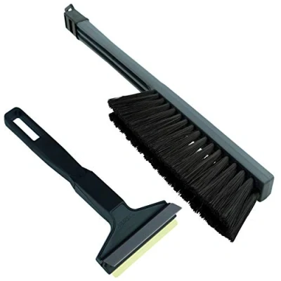 Image de L &amp; P Car Design Set Grattoir Pare Brise Voiture a Glace Murska et Balai Neige Balayette Brosse à Auto Hiver de Finland L&amp;P A053+A059 (Set Gris Noir)