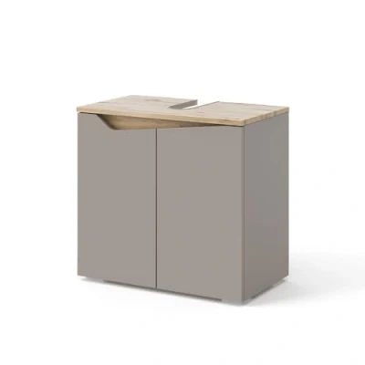 Image de Vicco Meuble sous Vasque Simple Marelle, Grège/Chêne Artisan, 60 x 57.5 cm avec 2 Portes