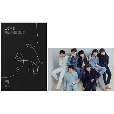 Image de BTS Love Yourself Tear (R Version) 3rd Album Bangtan Boys CD+Poster+Photobook+Minibook+Photocard+Standing Photo+Gift (Extra 6 Photocards and 1 Double Sided Photocard Set)