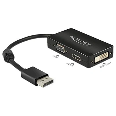 Image de Adaptateur DisplayPort, VGA, HDMI, DVI Delock 62656 [1x port Display mâle =&gt; 1x VGA femelle, HDMI femelle 2