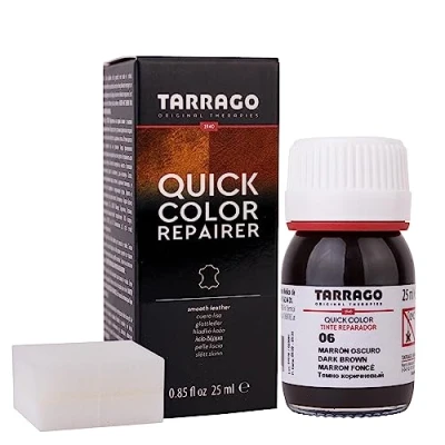 Image de Tarrago Couleur rapide 25 ml Teinture pour chaussures en cuir, cuir lisse et toile accessoires Séchage rapide, répare protège les contre petites usures (Brun foncé 06)
