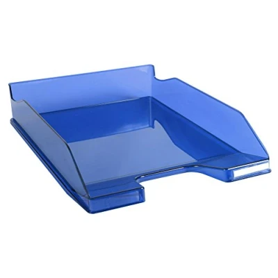 Image de Exacompta Réf. 113260D 1 corbeille à courrier COMBO MIDI dimensions utiles 34 x 25 6,5 cm pour format A4 + peut contenir 500 feuilles couleur bleu royal transparent glossy