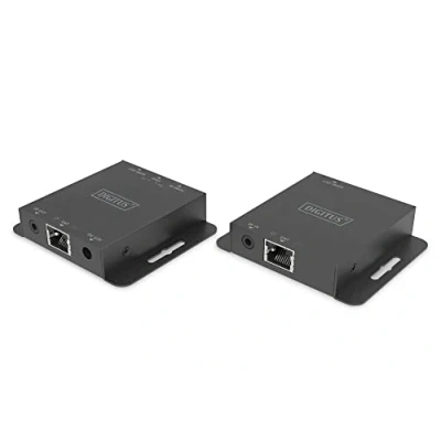 Image de DIGITUS DS 55519 Extender HDMI UHD 4K 30 Hz 40 m via câble LAN Kit : émetteur &amp; récepteur Loop Out, IR infrarouge 1.4 HDCP