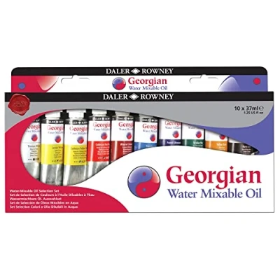 Image de Daler Rowney Georgian Studio Set peinture à l&#039;huile diluable l&#039;eau 10 tubes 37ml Sélection