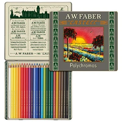 Image de Faber Castell Lot de 24 crayons d&#039;artiste Polychromos édition limitée 111ème anniversaire dans une boîte en métal