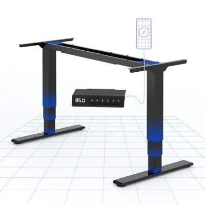 Image de FLEXISPOT EC4 Bureau Assis Debout Électrique à 3 Colonnes 2 Moteurs, Cadre de Réglable en Hauteur, Panneau Contrôle avec Port USB, Capacité Charge 120kg, Noir