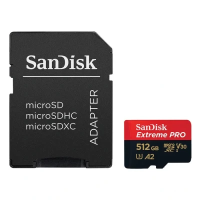 Image de SanDisk 512 Go Extreme PRO microSDXC carte + RescuePro Deluxe jusqu&#039;à 200 Mo/s avec des performances applicatives A2 UHS I Class 10 U3 V30