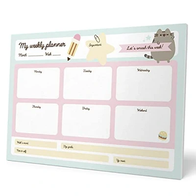 Image de Grupo Erik Bloc Notes A4 Pusheen Foodie Collection, Semainier Sous Main Bureau, Planner Hebdomadaire Papeterie De To Do List, Blocs Mémo, Fournitures Scolaires