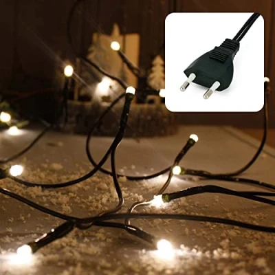 Image de Hellum Mini Guirlande lumineuse LED intérieure 7,35 m Longueur de la lumière 50 classique Blanc chaud Avec connecteur Sapin Noël Câble d&#039;alimentation