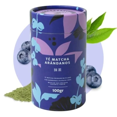 Image de Matchaflix Thé Matcha aux Myrtilles poudre de Énergie sans anxiété en 100g